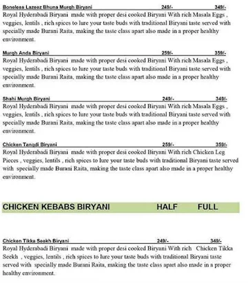 Biryani Land menu 