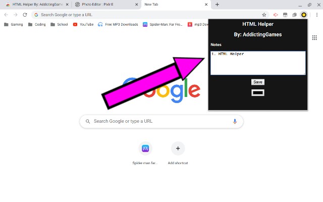 HTML Helper By: AddictingGames chrome extension