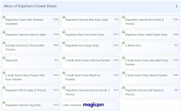 Rajsthani Chowki Dhani menu 