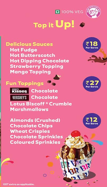 Gourmet Ice cream Cakes by Baskin Robbins menu 