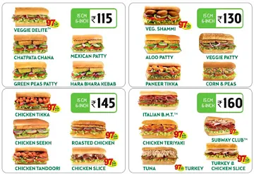 Subway menu 