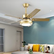 Đèn Quạt Trần Đèn Led Trang Trí Hiện Đại Màu Vàng Sâm Banh - Quạt Đèn Led Trang Trí Phòng Khách, Phòng Ngủ Sly668 52Ich