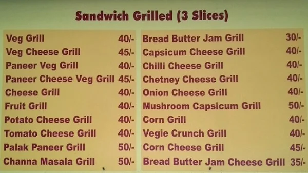 SV Juice Corner menu 