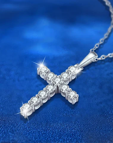 Moissanite kruis ketting hanger voo - 2