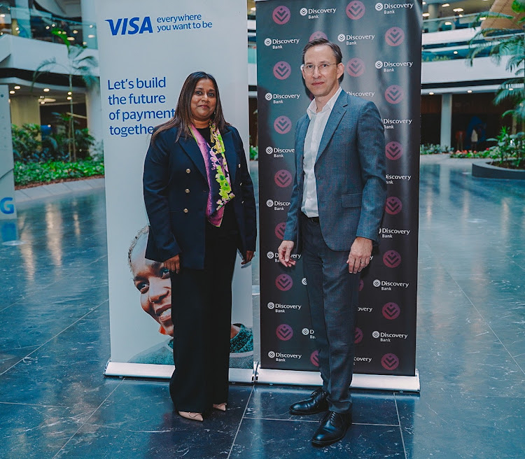 Visa South Africa country manager Lineshree Moodley and Discovery Bank CEO Hylton Kallner at the release of the SpendTrend24 report. Picture: Discovery Bank