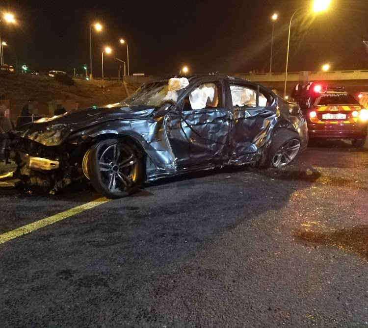 A car crashing on a Cape Town highway at high speed was caught on camera.