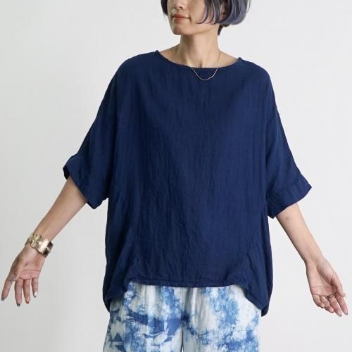 バルーンタックガーゼTシャツ | ネイビー - UZUiRO(ウズイロ