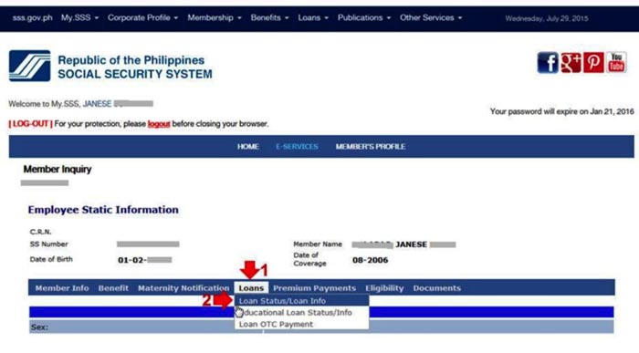 How to check SSS salary loan balance online step 4