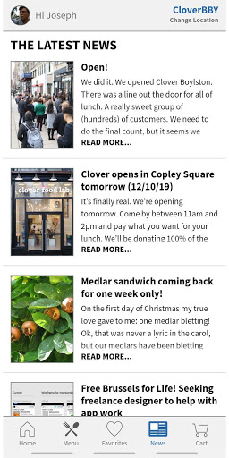 Screenshot Clover Restaurant & Meal Boxes