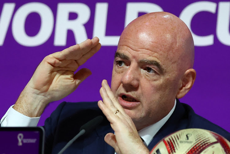 Fifa president Gianni Infantino during the press conference in Doha, Qatar, December 16 2022. Picture: GARETH BUMSTEAD/REUTERS