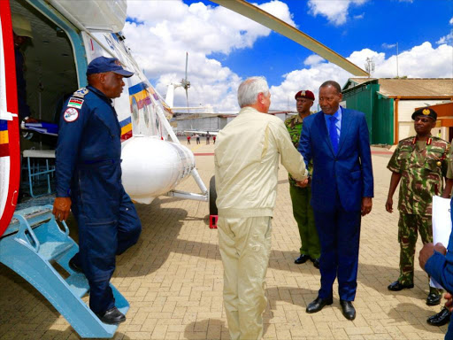 Interior CS Joseph Nkaissery witnesses the formal handover of the Mi-17V-5 multi-role helicopter from a Russian company to the National Police Service, March 29, 2017. /COURTESY