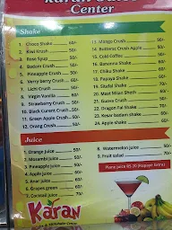 Karan Juice Center menu 1