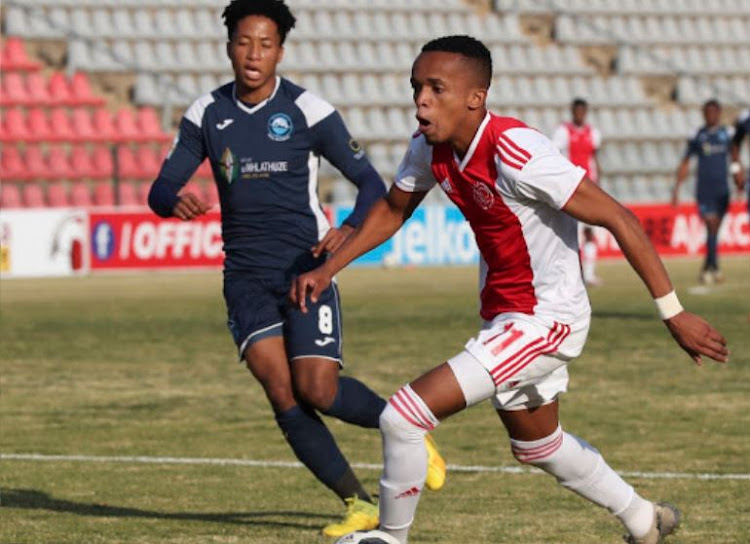 JOHANNESBURG, SOUTH AFRICA - AUGUST 12: Abednigo Mosiatlhaga of Ajax Cape Town during the GladAfrica Championship match between Ajax Cape Town and Richards Bay at Rand Stadium on August 12, 2020 in Johannesburg, South Africa.