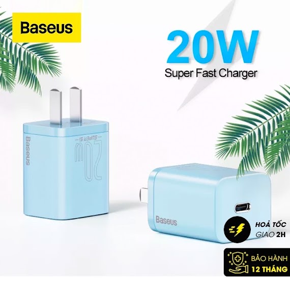 Bộ Sạc Nhanh, Nhỏ Gọn Baseus Super Si Quick Charger 20W Dùng Cho Ip (Type C, 20W/18W, Pd/ Qc3.0 Quick Charger)