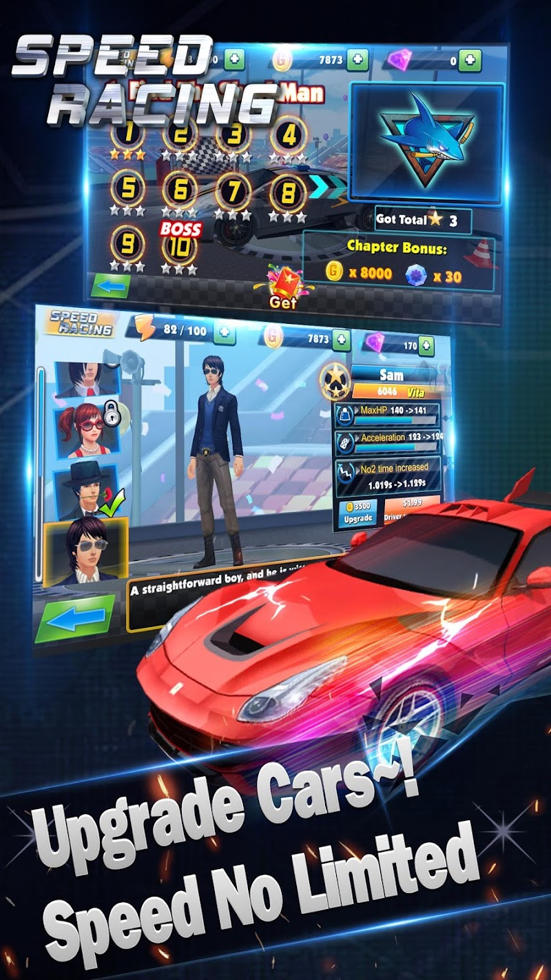  Speed Racing Secret Racer 1.0.6.1 MOD (Unlimited Gems + Gold Coins + Free Purchase + No Ads)