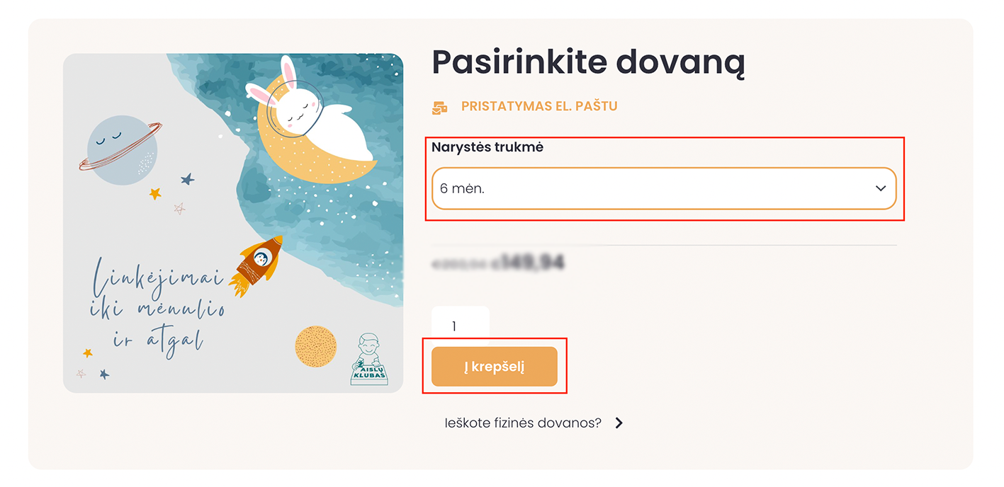 Žaislų klubas Kaip padovanoti narystę?