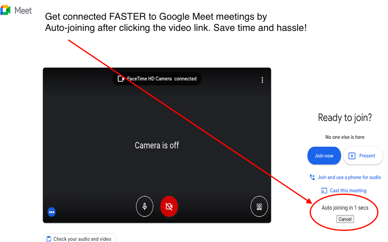 Auto-join for Google Meet Chrome Extension Image 1