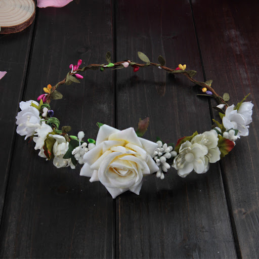Title 1, Female Rose Wreath Hair Hoop, Bridesmaid Decora...