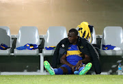 Cape Town City FC striker Victor Obinna reacts in pain after sustaining an injury and being substituted during the Absa Premiership match between against Free State Stars at Athlone Stadium, Cape Town on 1 November 2017. 