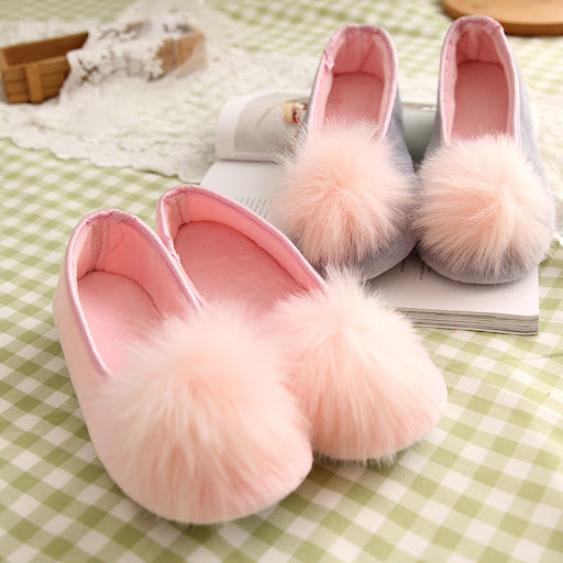 Title 2, Super Soft Big Hair Ball Cute Flat Heel Low Top...