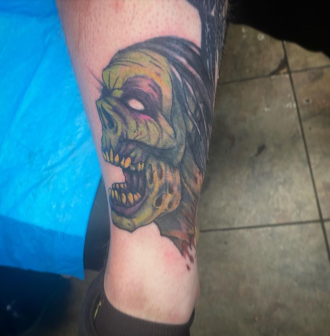 Roaring Zombie Ghoul Tattoo Design