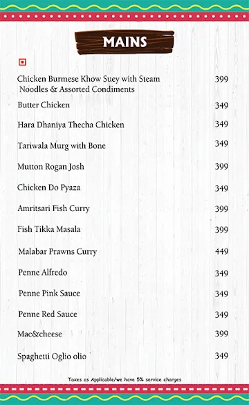 The Thekaa menu 