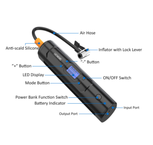 Title 8, Wireless Air Pump for Car Tires with Digital Di...