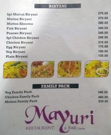 Mayuri Bar & Restaurant menu 