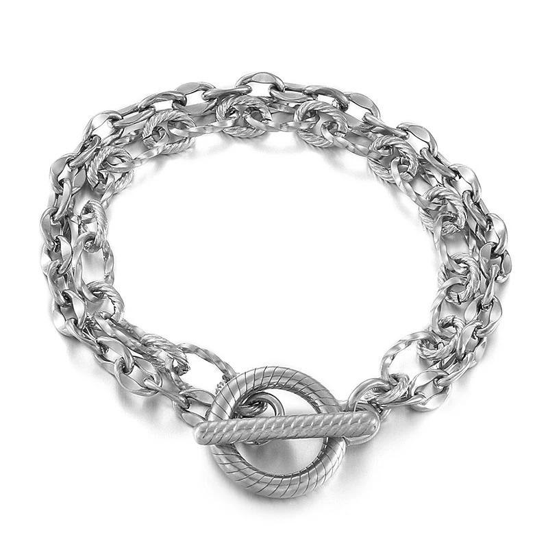 Bracelet homme en acier titane Hip-hop Simple, un accessoire robuste et élégant pour homme, design minimaliste et durable, parfait pour un look urbain.