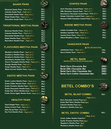 The Betel Leaf Co - Originally from Bangalore menu 