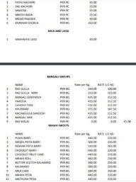 Kaniram's Sweets Restaurants menu 2