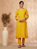 Mustard A-Line Kurta Set