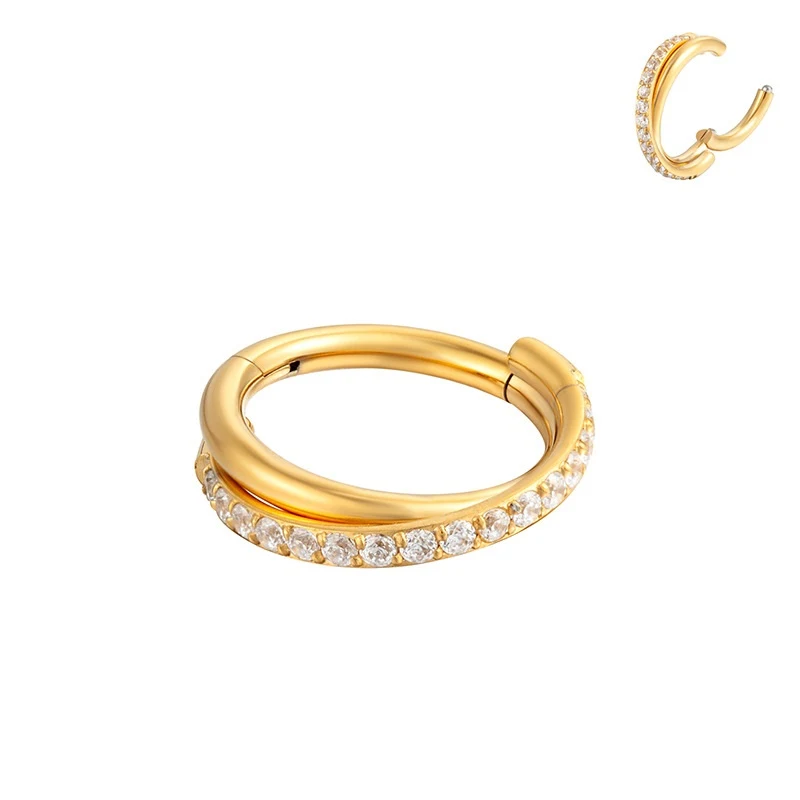 Anneau de nez croisé à double couche Décoration de piercing. Un accessoire unique et tendance pour un style affirmé. Facile à porter, idéal pour tous les jours.