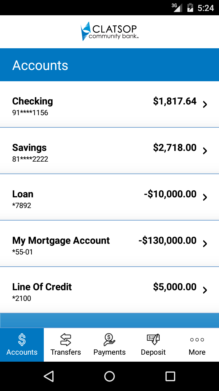 Clatsop Community Bank Screen 3