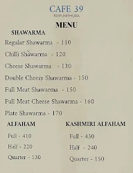 Cafe 39 menu 1