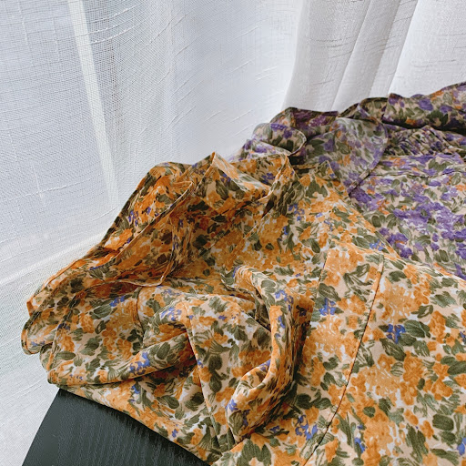 Title 12, Womens draped umbrella skirt floral dress. A s...