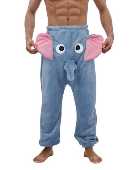 Men's Elephant Boxer Pajama Pants Flannel Funny Novelty S... - 0