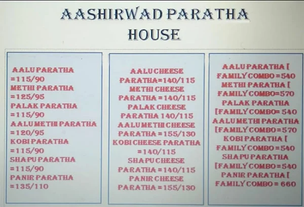 Aashirvad Paratha House menu 