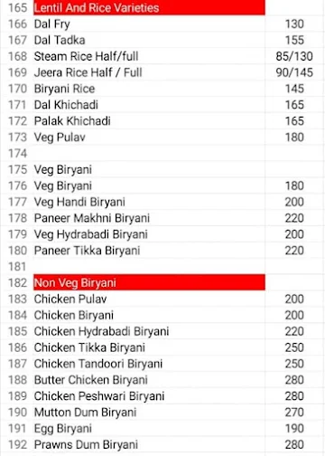 Cafe Tandoor menu 