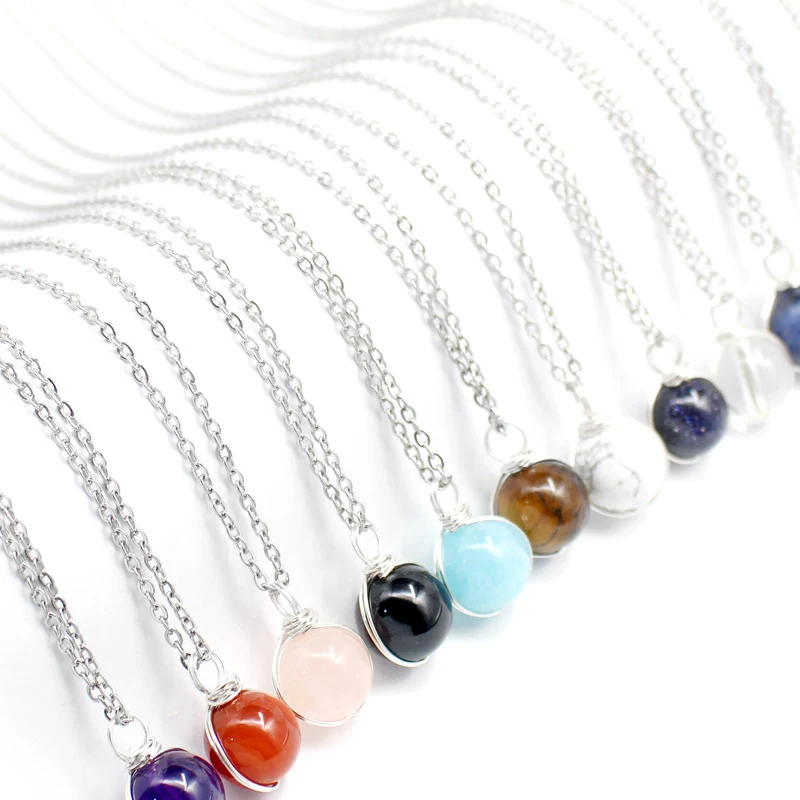 Wikkelhanger ketting met natuurlijke kristallen rode agaat, glazen bol hanger, dames sieraden, perfect cadeau.