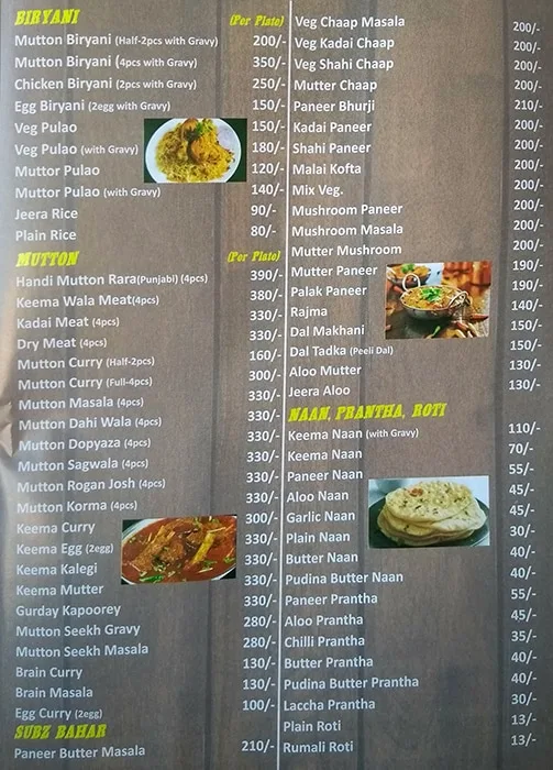 Shimla Dhaba menu 