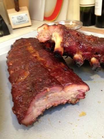 Slow Smoked Baby Back Ribs in a Carolina Mop Sauce