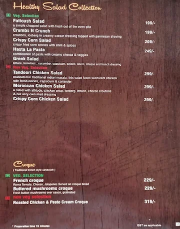 The Chocolate Room menu 