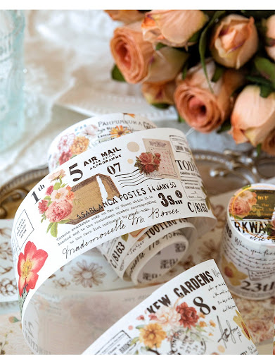 Title 2, Womens Vintage Floral Watercolor Paper Tape fo...