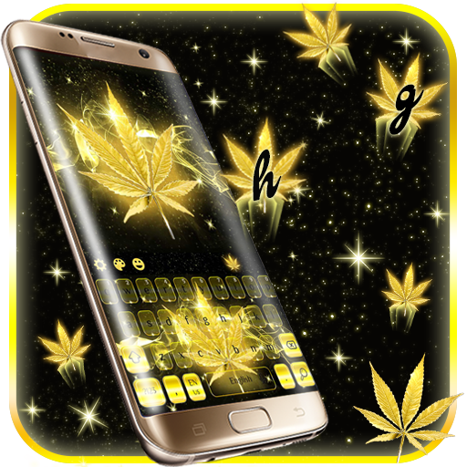Golden Weed Rasta Shiny Keyboard Theme