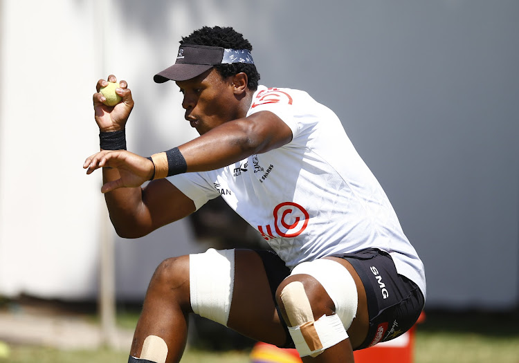 Phendulani Buthelezi of the Sharks during a training session at Kings Park.