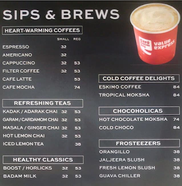 Cafe Coffee Day menu 