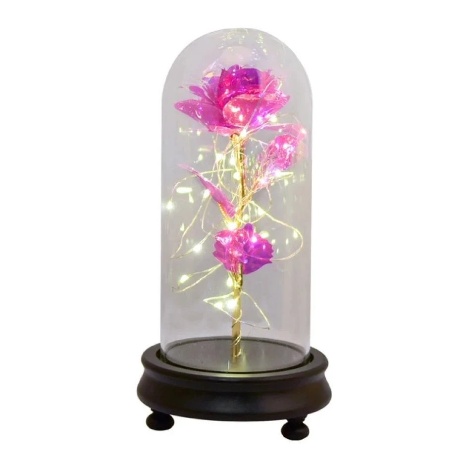 Valentijnsdag cadeau gouden folie rozenlamp glazen deksel ornament geschenkverpakking. Een blijvende romantische herinnering.