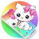 Cute White Kitty Colorful Theme icon