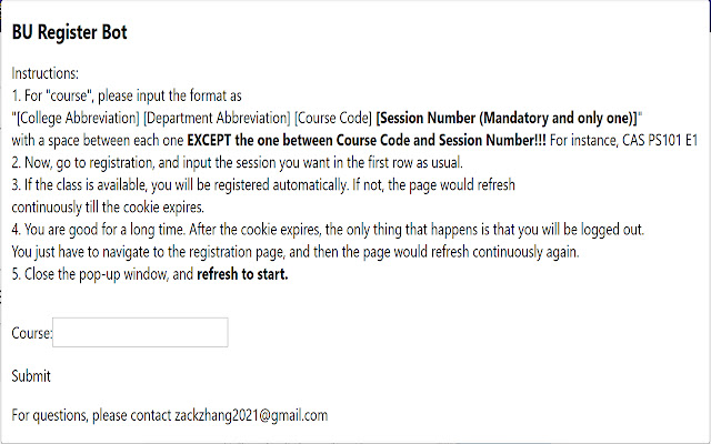 BU Register Bot chrome extension